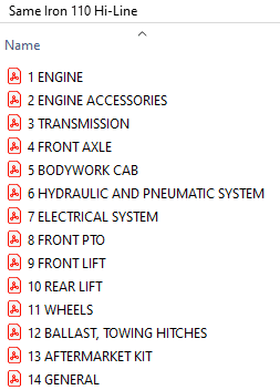 Same Iron 110 Hi-Line Parts Catalog