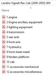 Landini Vigneti Rex Cab (2000-2003) 80V - Parts Catalog