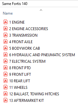 Same Fortis 140 - Parts Catalog