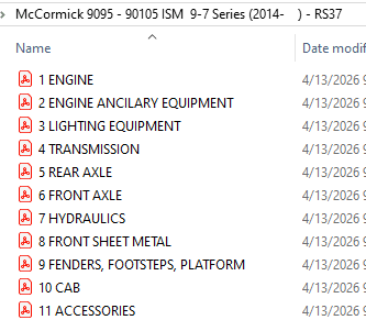 McCormick 9095 - 90105 ISM  9-7 Series (2014-    ) - RS37 Parts Catalog