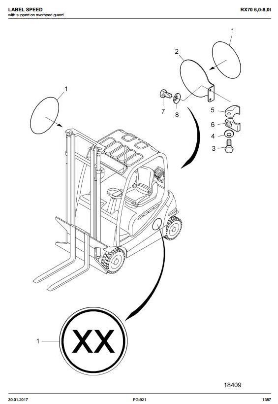 Still RX70-60, RX70-70, RX70-80 Diesel Forklift Truck Ser.7341, 7342, 7343, 7344 Spare Parts Manual