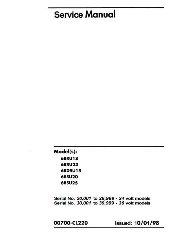Toyota 6BDRU15, 6BRU18, 6BRU23, 6BSU20, 6BSU25 Electric Reachtruck Workshop Service Manual (CL220)