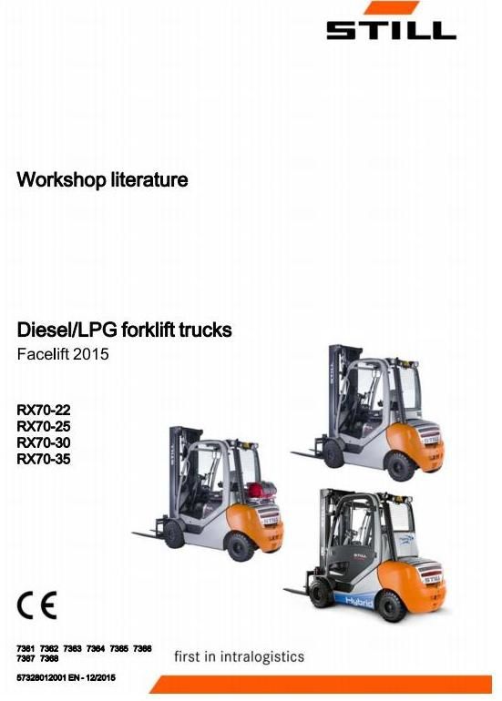 Still RX70-22 RX70-25 RX70-30 RX70-35 DFG/TFG Forklift Truck Ser.7361-7368 Workshop Service Manual