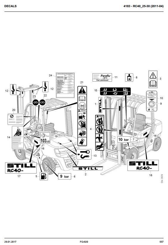 Still RC40-25, RC40-30 Diesel ForkLift Truck Series 4031, 4032 Spare Parts Manual, Catalog