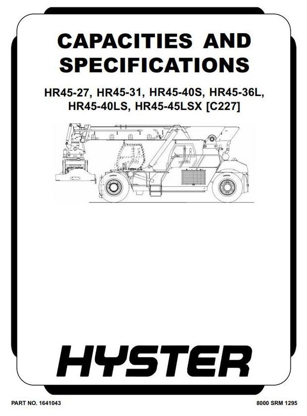 Hyster HR45-27/-31, HR45-36L/-40LS/-40S/-45LSX Container Handler C227 Series Workshop Service Manual
