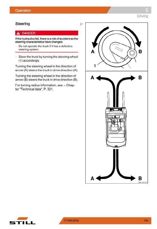 Still RX60-25, RX60-30, RX60-35 Electric Forklift Truck Ser.6321-6325 Operating Instructions, Manual