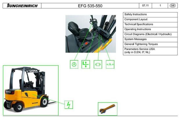 Jungheinrich EFG 535, EFG 540, EFG 545, EFG 550 (11.09-08.13) Electric ForkLift Truck Service Manual
