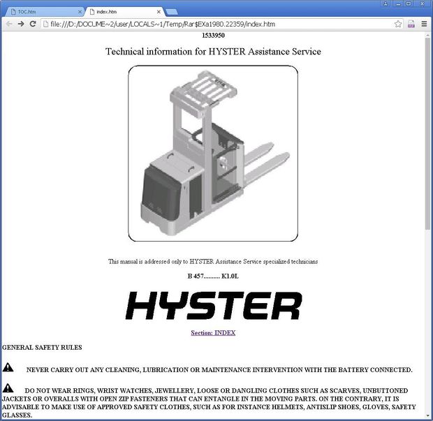 Hyster K1.0L Order Picker B457 Series Workshop Service Manual