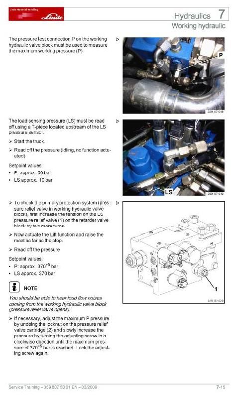 Linde H100, H120, H140, H160, H180 Forklift Truck 359 Series Service Training (Workshop) Manual