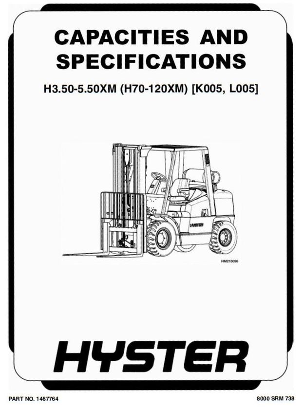 Hyster H3.50XMS, H3.75XMS, H4.00XMS, H4.50XM, H5.00XM,H5.50XM Forklift Truck K005 Ser.Service Manual