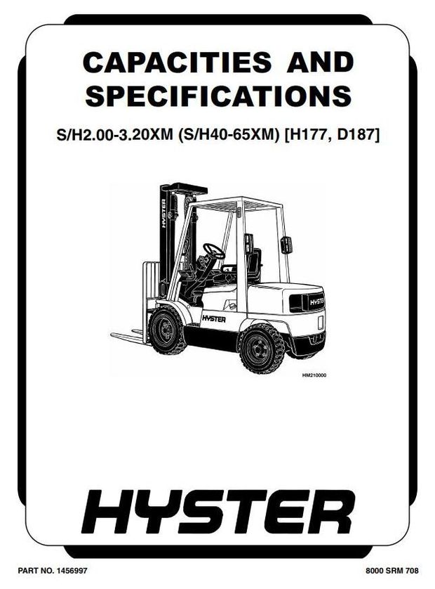 Hyster H45XM, H50XM, H55XM, H60XM, H65XM Forklift Truck H177 Series Workshop Service Manual (USA)