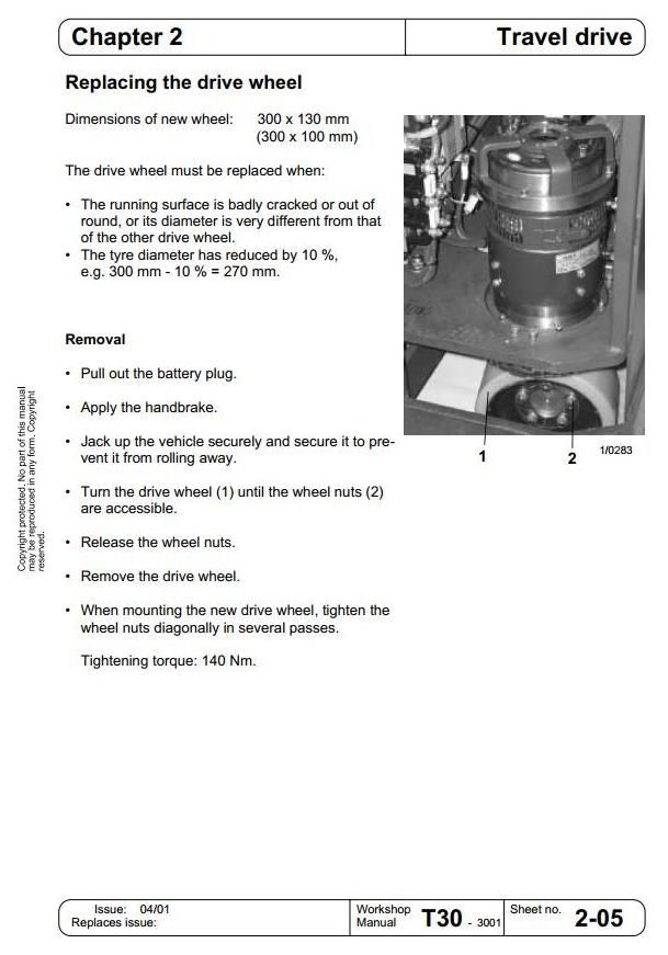 Linde T30R Pallet Truck 012-02 Series Service Training (Workshop) Manual
