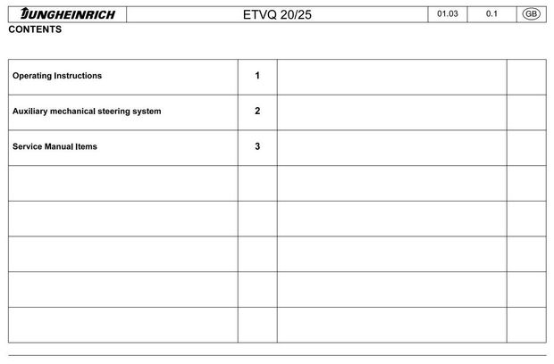Jungheinrich ETV-Q20, ETV-Q25 (08.1989-04.2002) Electric Reach Truck Workshop Service Manual