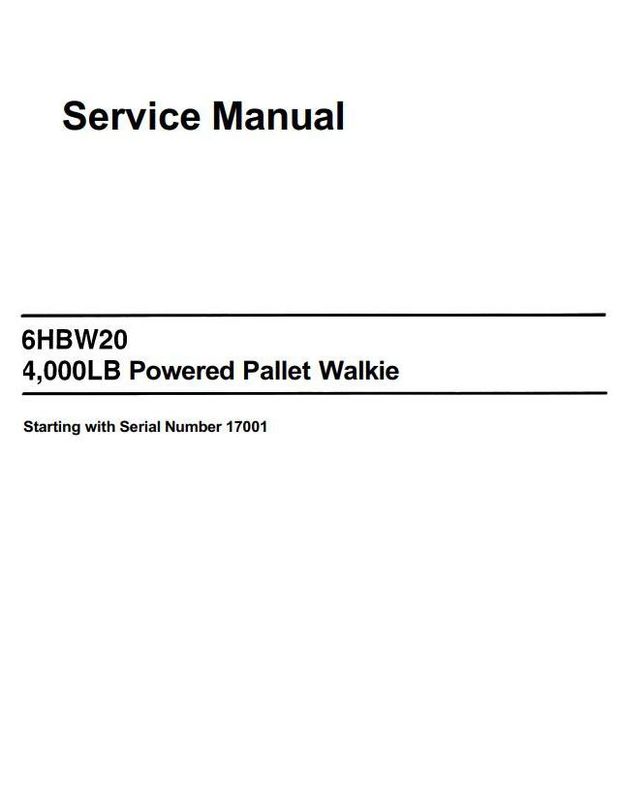 Toyota 6HBW20 Electric Pallet Truck (SN.17001 and up) Workshop Service Manual (PDMM-0105)