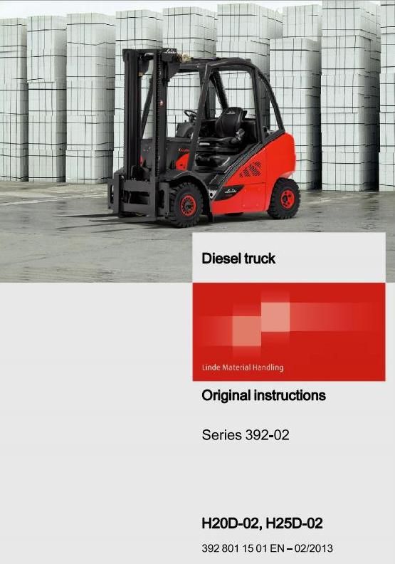 Linde H20D, H25D Diesel Forklift Truck 392-02 series Operating Instructions (User Manual)