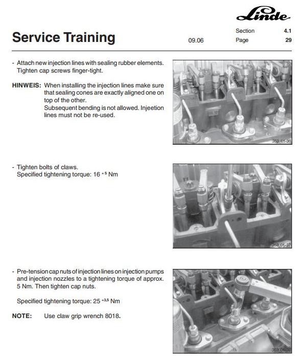 Linde H50, H60, H70, H80 Diesel/LPG Forklift Truck 353,353-02, 353-03 series Service Training Manual