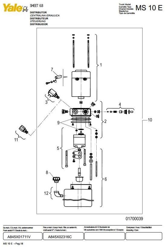 Yale MS10E Pallet Stacker A845 Series Spare Parts Manual (Europe)