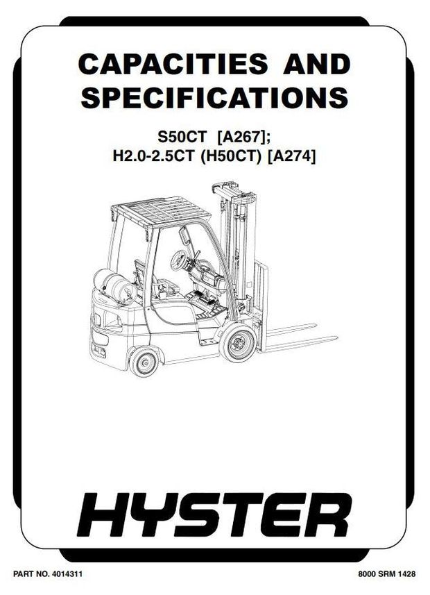 Hyster H2.0CT, H2.5CT Diesel/LPG Forklift Truck A274 Series Workshop Service Manual (Europe)