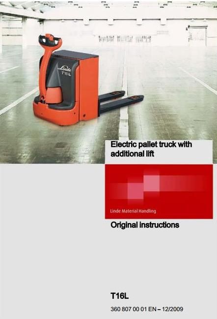 Linde T16L Electric Pallet Truck 360 Series Service Training (Workshop) Manual
