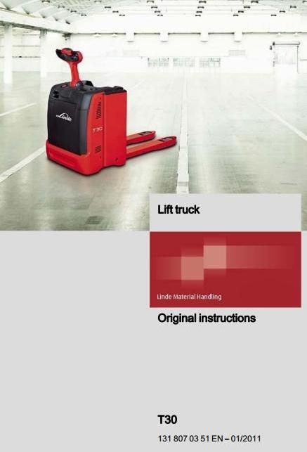 Linde T30 Pallet Lift Truck 131 Series Operating Instructions (User Manual)