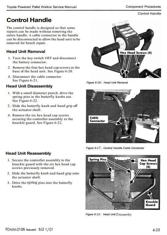 Toyota 6HBW20 Electric Pallet Truck (SN.17001 and up) Workshop Service Manual (PDMM-0105)