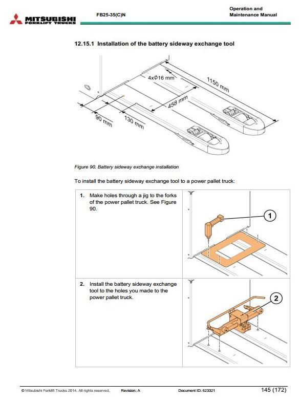 Mitsubishi FB25CN, FB25N, FB30CN, FB30N, FB35N Electric Forklift Truck Operating, Maintenance Manual