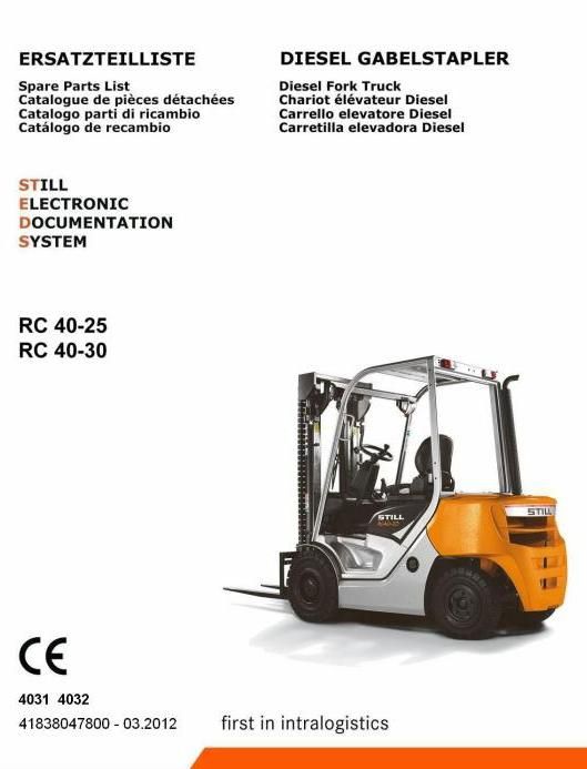 Still RC40-25, RC40-30 Diesel ForkLift Truck Series 4031, 4032 Spare Parts Manual, Catalog