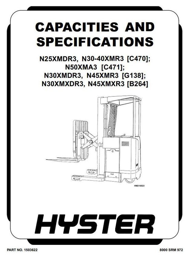 Hyster N50XMA3 Electric Reach Truck C471 Series Workshop Service Repair Manual