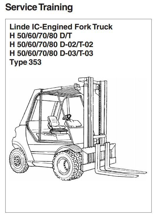Linde H50, H60, H70, H80 Diesel/LPG Forklift Truck 353,353-02, 353-03 series Service Training Manual