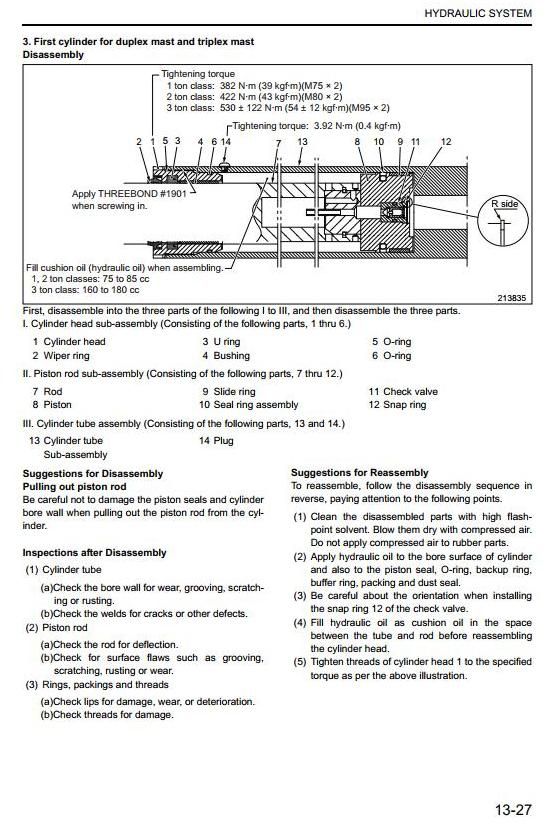 Mitsubishi FD10N, FD15N, FD18N, FD20(C)N, FD25N, FD30N, FD35AN Diesel Forklift Truck Service Manual