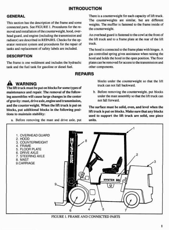 Hyster S70-80-100-110-120 XL,(S3.50-4.00-4.50-5.00-5.5 XL) Forklift Truck D004 Series Service Manual