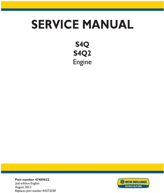 Mitsubishi S4Q, S4Q2 Engine (used in CNH Tractors Boomer 40 and Boomer 50) Service Manual