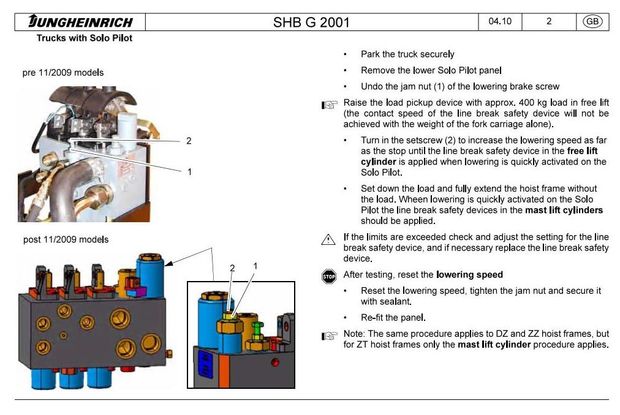 Jungheinrich EFG110, EFG110K, EFG113, EFG115 (01.04-11.09) Electric ForkLift Truck Service Manual