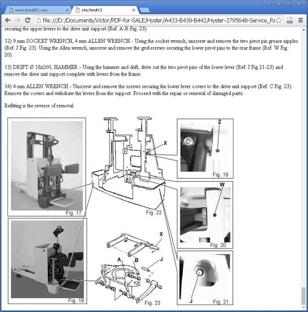 Hyster P2.0SD, P2.0S, S1.2S, S1.5S Pallet Stacker A433, B439, B442 Series Workshop Service Manual