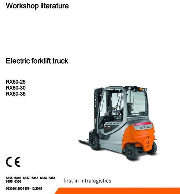 Still RX60-25, RX60-30, RX60-35 Electric Forklift Truck Series 6345-6348, 6353-6356 Workshop Manual