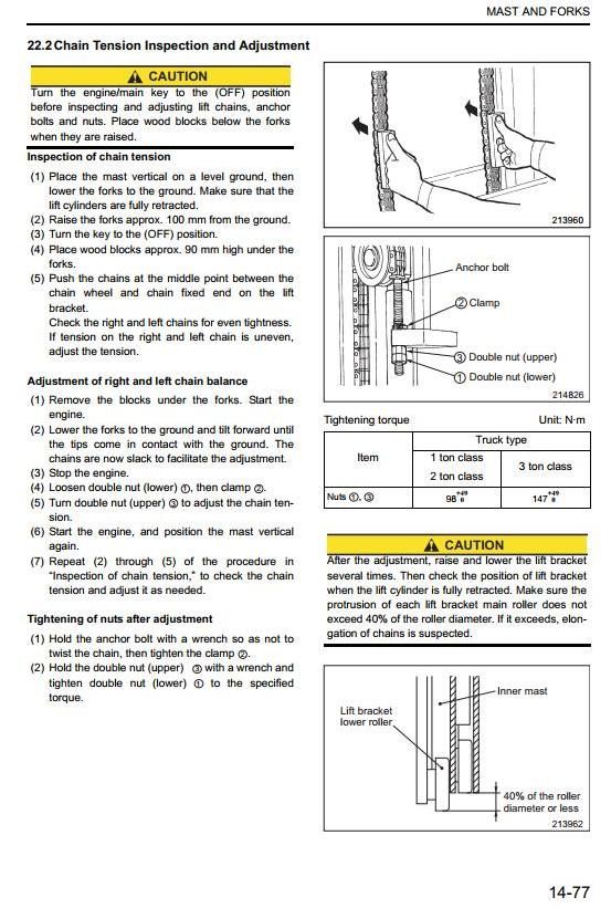 Mitsubishi FD10N, FD15N, FD18N, FD20(C)N, FD25N, FD30N, FD35AN Diesel Forklift Truck Service Manual