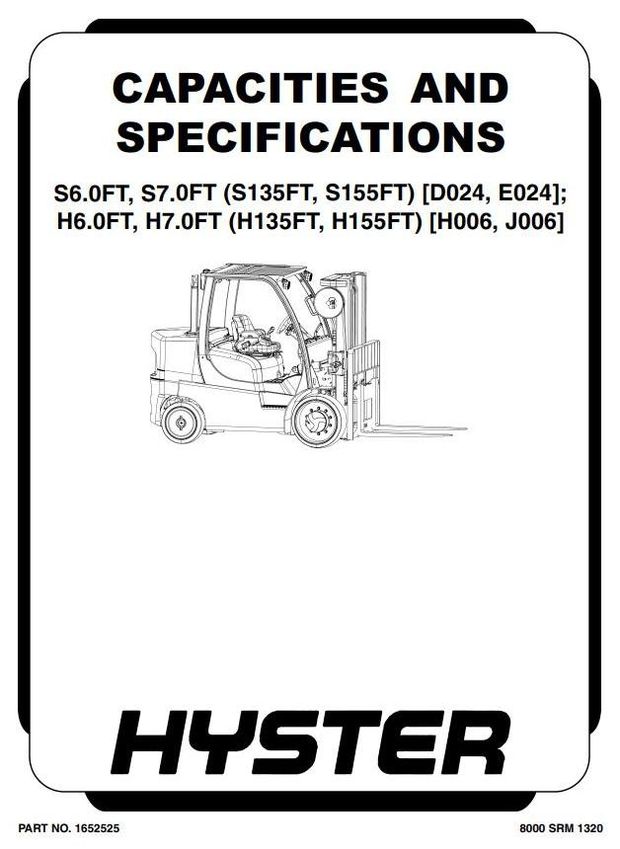 Hyster H6.0FT, H7.0FT Diesel/LPG Forklift Truck H006 Series Workshop Service Manual (Europe)