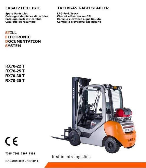 Still RX70-22T, RX70-25T, RX70-30T, RX70-35T LPG Forklift Truck Ser.7365,7366,7367,7368 Parts Manual