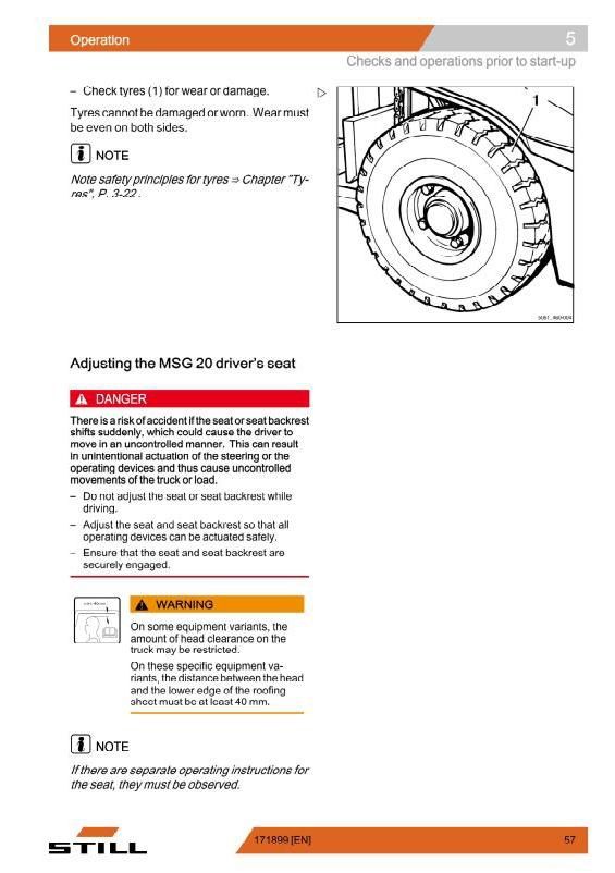 Still RX60-25, RX60-30, RX60-35 Electric Forklift Truck Ser.6321-6325 Operating Instructions, Manual