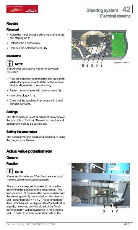 Linde V11, V12 Order Picker Truck 015-04 Series Service Training (Workshop) Manual Edition 07/2006