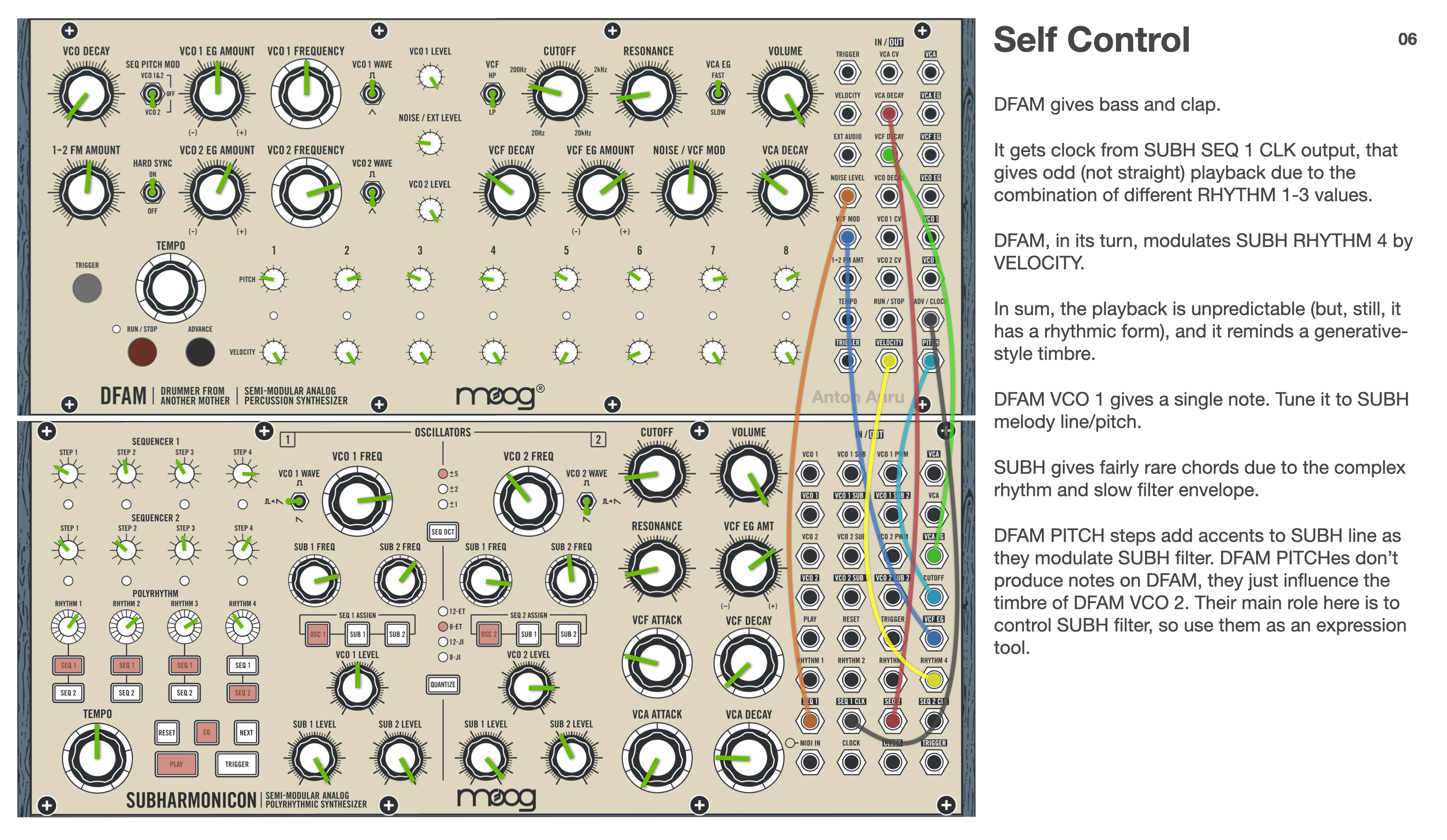 Moog Sound Studio DFAM + Subharmonicon Patches