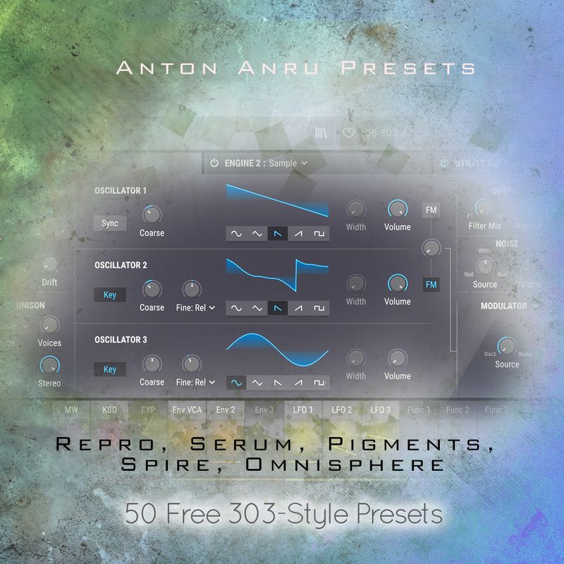 Repro, Serum, Omnisphere, Pigments/Analog Lab, Spire - 303-Style (50 Free Presets)