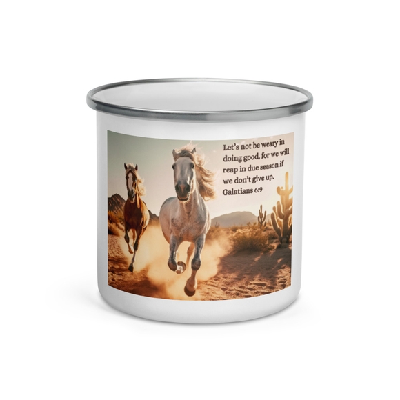 Patience &amp; Pressing On Enamel Mug 