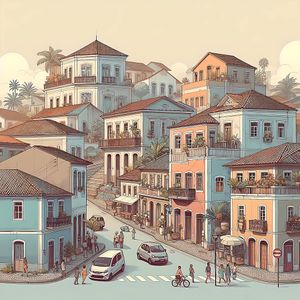 Warm Street Corners – Colorful Colonial Urban Scene