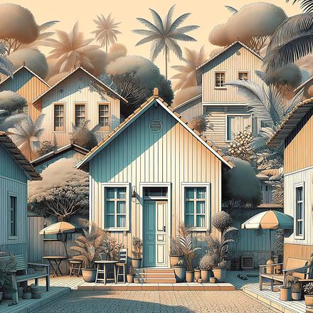 Coastal Pastel Village – Tropical Wooden Houses Collection