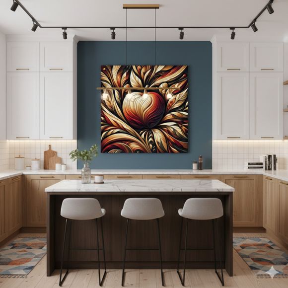 Culinary Aesthetics – Ornamental Apple Art with Botanical and Folk-Inspired Design