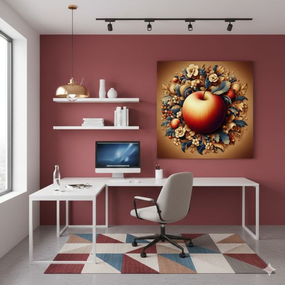 Culinary Aesthetics – Ornamental Apple Art with Botanical and Folk-Inspired Design