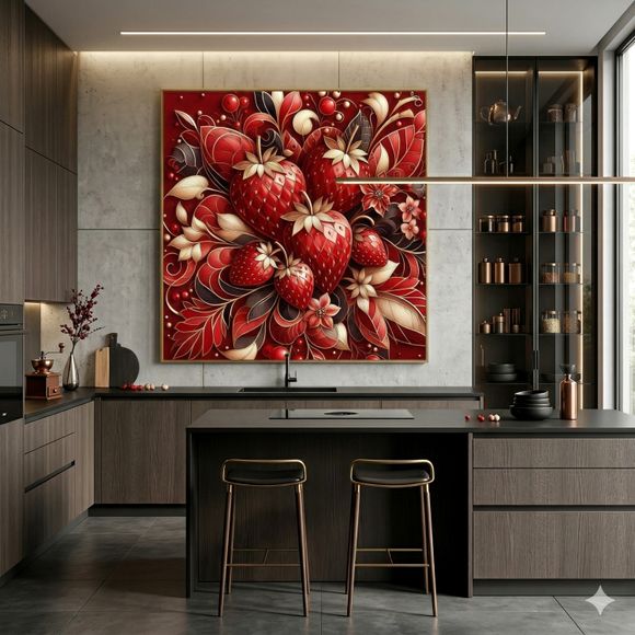 Crimson Harvest — Decorative Fruit Art Composition