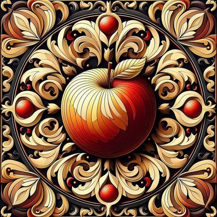 Ornamental Apple – Baroque Digital Art Composition
