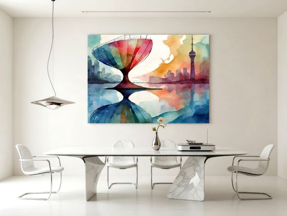 “Floating Horizons — Urban Watercolor Dreams”